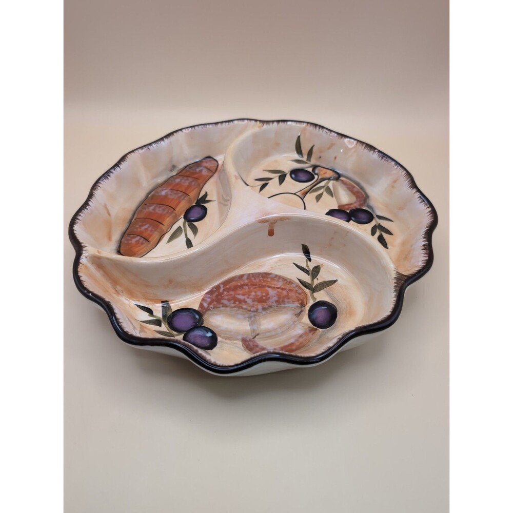 VINTAGE DIVIDED 3 SECTION SERVING DISH 10'' - Picture 4 of 7